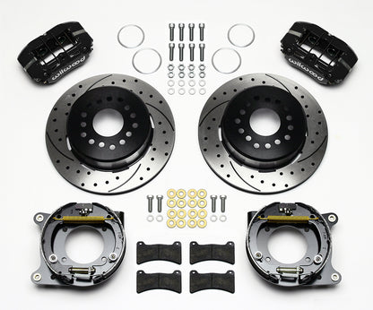 57-62 CORVETTE FULL DISC BRAKE KIT,11" DRILLED ROTORS,BLACK CALIPERS