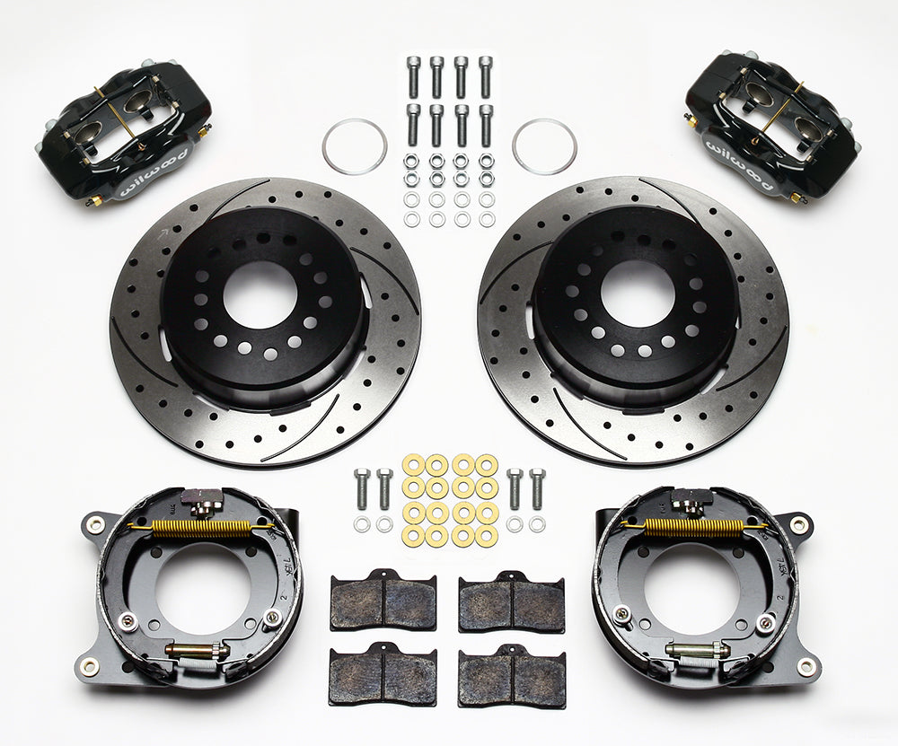 59-64 IMPALA,FULL DISC BRAKE KIT,2" DROP SPINDLES,14"/12" DRILLED,BLACK