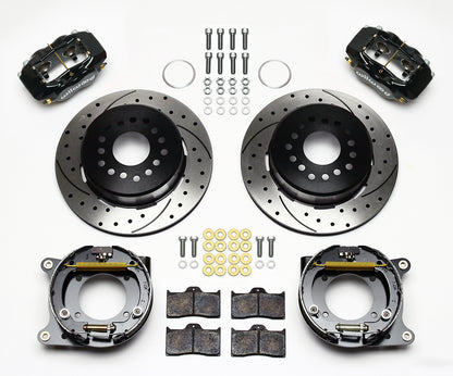 57-62 CORVETTE FULL DISC BRAKE KIT,12" DRILLED ROTORS,BLACK CALIPERS