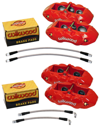 1965-1982 CORVETTE D8 CALIPER & PAD SET,6 PISTON FRONT & 4 PISTON REAR,RED