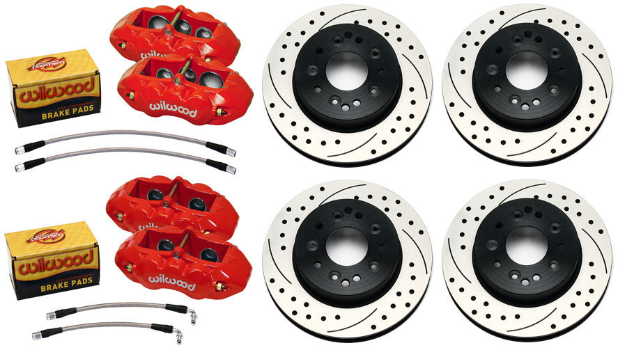 1965-1982 CORVETTE D8 CALIPER,PAD,ROTOR SET,6 PISTON FRONT & 4 PISTON REAR,RED