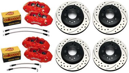 1965-1982 CORVETTE D8 CALIPER,PAD,ROTOR SET,6 PISTON FRONT & 4 PISTON REAR,RED