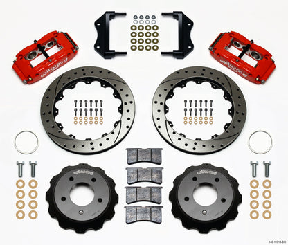 85-87 CORVETTE,FULL DISC BRAKE KIT,13" DRILLED,RED CALIPERS