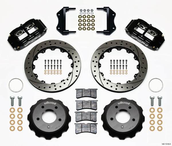 85-87 CORVETTE,FULL DISC BRAKE KIT,13" DRILLED,BLACK CALIPERS