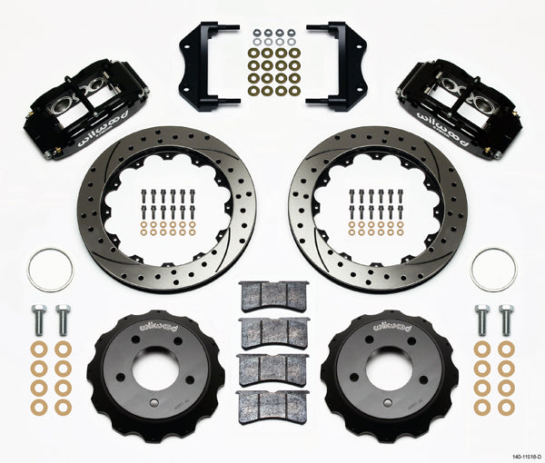 85-87 CORVETTE KIT,FRONT,SL6R,12.90" DRILLED ROTORS,BLACK