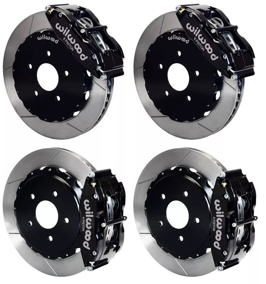85-87 CORVETTE,FULL DISC BRAKE KIT,14"/13" ROTORS,BLACK CALIPERS