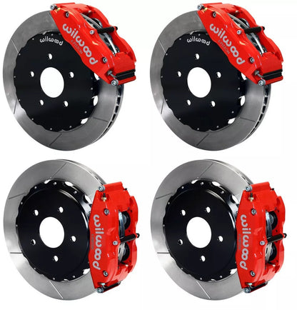 85-87 CORVETTE,FULL DISC BRAKE KIT,14"/13" ROTORS,RED CALIPERS