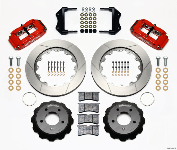 85-87 CORVETTE,FULL DISC BRAKE KIT,14"/13" ROTORS,RED CALIPERS