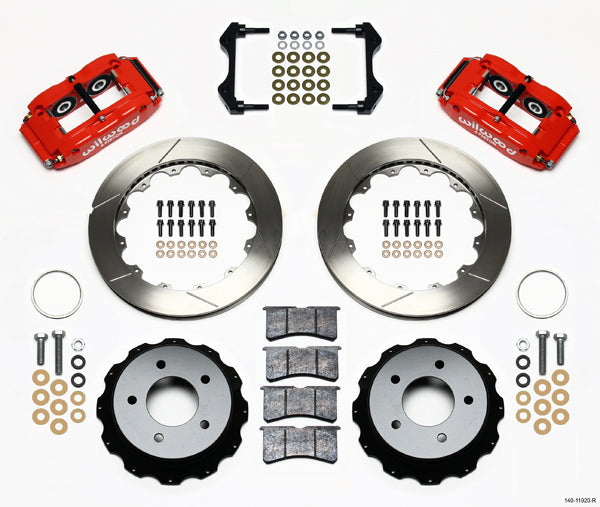 85-87 CORVETTE,FULL DISC BRAKE KIT,14"/13" ROTORS,RED CALIPERS
