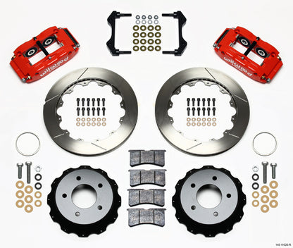 85-87 CORVETTE,FULL DISC BRAKE KIT,14"/13" ROTORS,RED CALIPERS