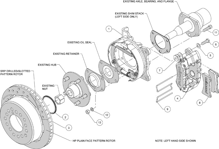 71-74 AMC FULL DISC BRAKE KIT,11" DRILLED ROTORS,RED CALIPERS