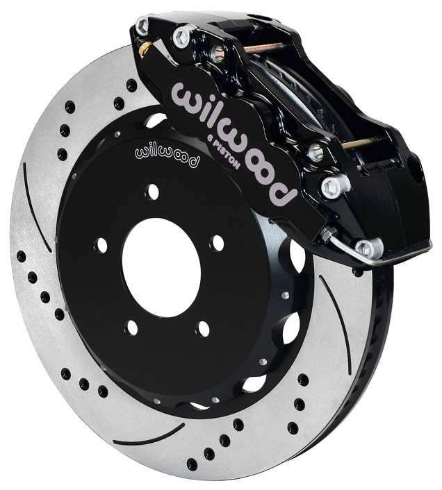 99-06 BMW E46 KIT,FRONT,W6A,14" DRILLED ROTORS,BLACK