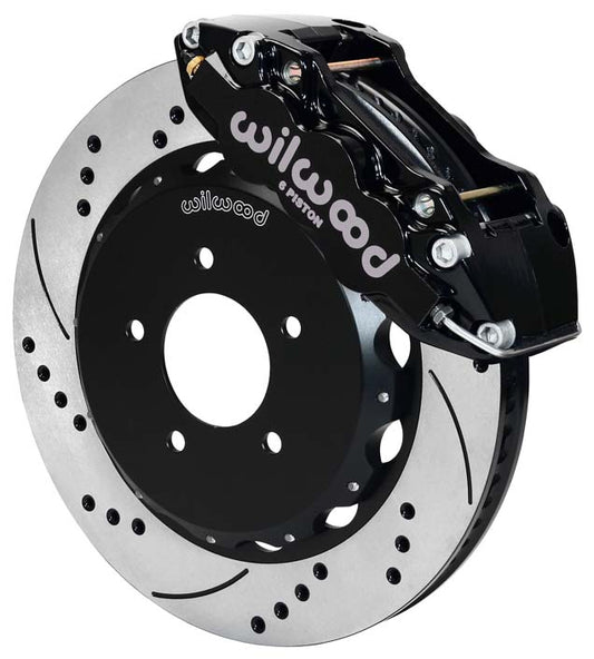 99-06 BMW E46 KIT,FRONT,W6A,14" DRILLED ROTORS,BLACK