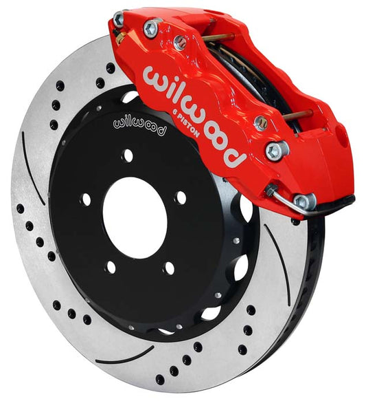 99-06 BMW E46 KIT,FRONT,W6A,14" DRILLED ROTORS,RED