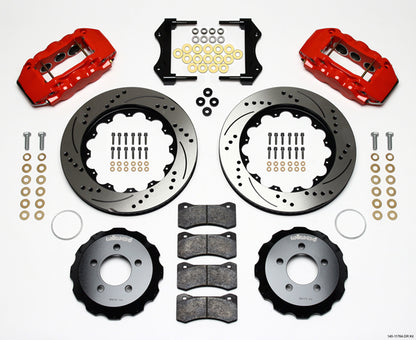 99-06 BMW E46 KIT,FRONT,W6A,14" DRILLED ROTORS,RED