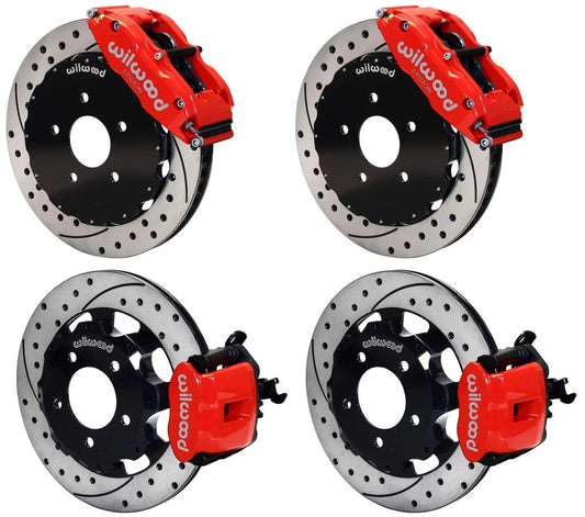 06-12 CIVIC FULL DISC BRAKE KIT,13/12" DRILLED ROTORS,RED CALIPERS