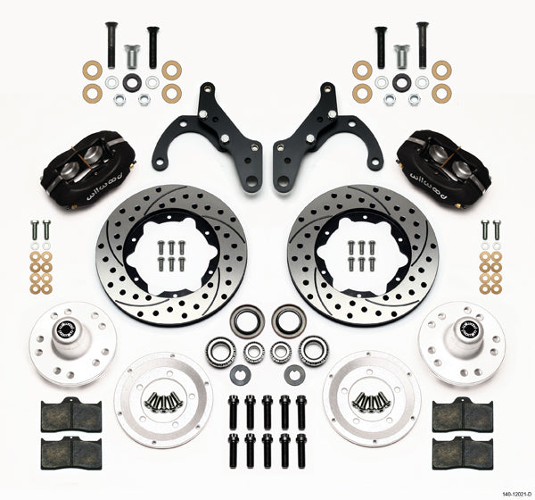 65-68 IMPALA FULL DISC BRAKE KIT,11" DRILLED ROTORS,BLACK CALIPERS