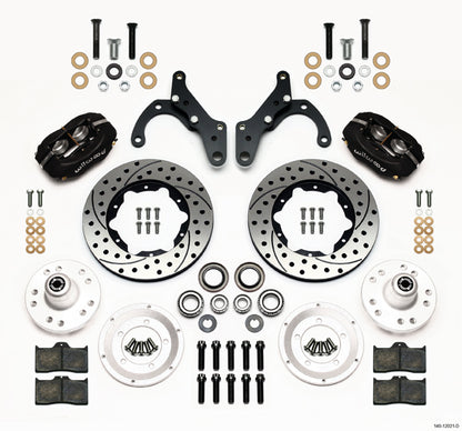65-68 IMPALA FULL DISC BRAKE KIT,11" DRILLED ROTORS,BLACK CALIPERS