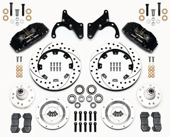 65-68 IMPALA FULL DISC BRAKE KIT,12" DRILLED ROTORS,BLACK CALIPERS