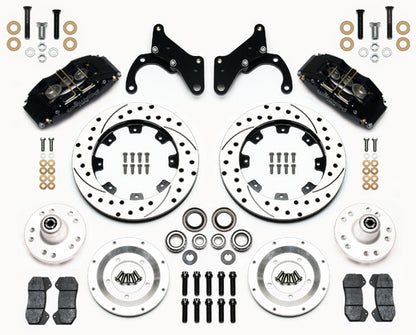 65-68 IMPALA FULL DISC BRAKE KIT,12" DRILLED ROTORS,BLACK CALIPERS