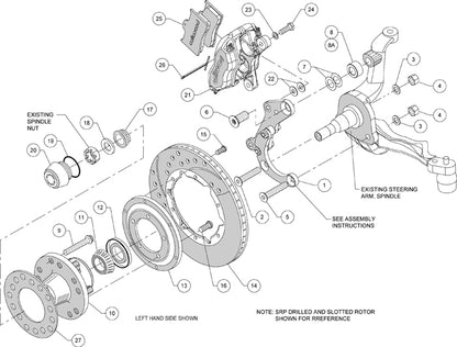 69-70 IMPALA FULL DISC BRAKE KIT,11" DRILLED ROTORS,RED CALIPERS
