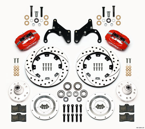 69-70 IMPALA FULL DISC BRAKE KIT,12" DRILLED ROTORS,RED CALIPERS