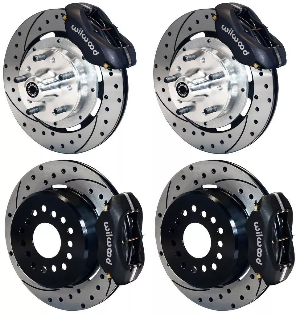 69-70 IMPALA FULL DISC BRAKE KIT,12" DRILLED ROTORS,BLACK CALIPERS