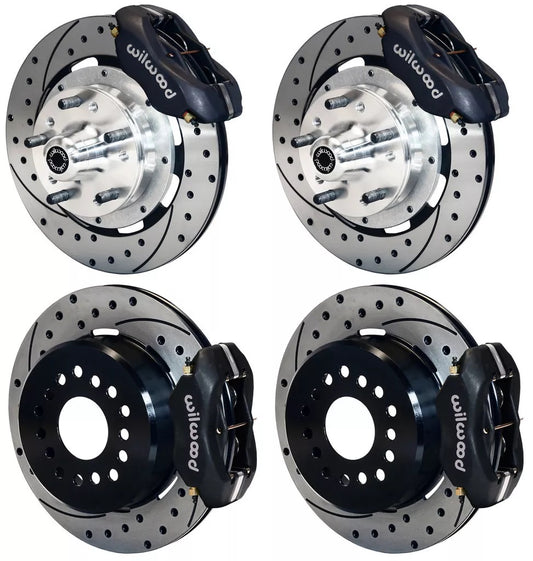 69-70 IMPALA FULL DISC BRAKE KIT,12" DRILLED ROTORS,BLACK CALIPERS