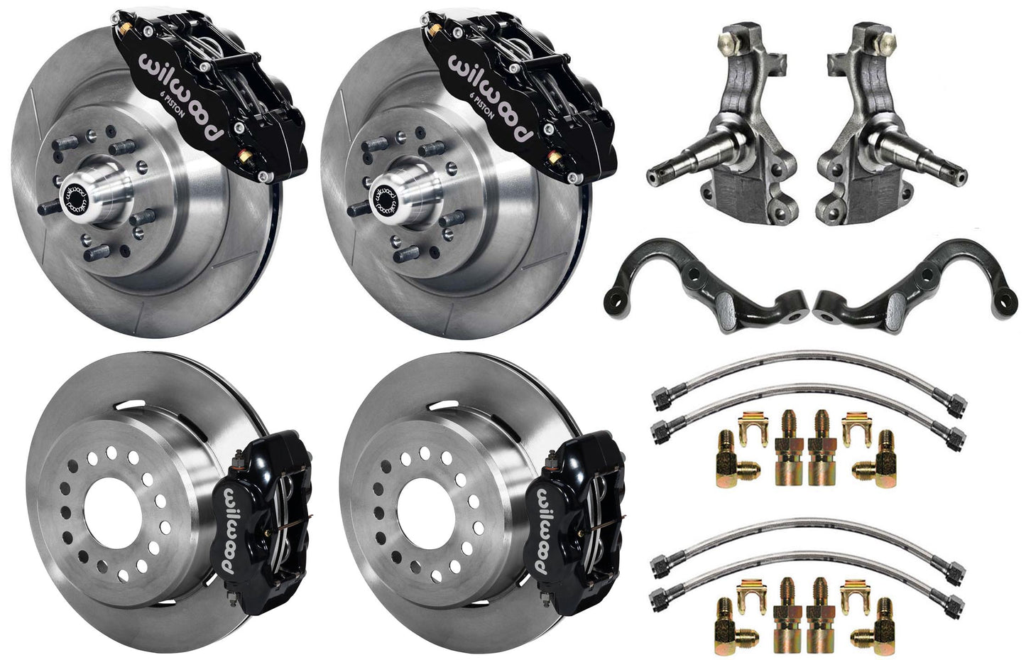 67-69 GM F-BODY FULL DISC BRAKE,2" DROP SPINDLES,ARMS,FRONT 13",REAR 12",BLACK