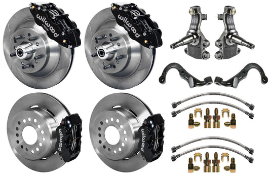 67-69 GM F-BODY FULL DISC BRAKE,2" DROP SPINDLES,ARMS,FRONT 13",REAR 12",BLACK