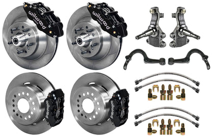 64-72 GM A-BODY FULL DISC BRAKE,2" DROP SPINDLES,ARMS,FRONT 13",REAR 12",BLACK
