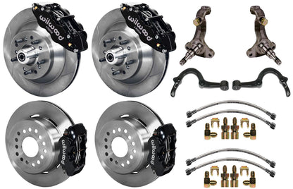 64-72 GM A-BODY FULL DISC BRAKE,STOCK SPINDLES,ARMS,FRONT 13",REAR 12",BLACK