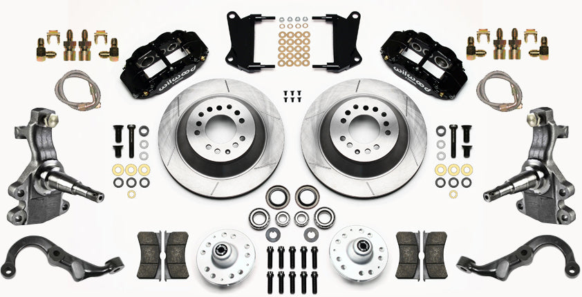 67-69 GM F-BODY FRONT DISC BRAKE KIT & 2" DROP SPINDLES & ARMS,13" ROTORS,BLACK