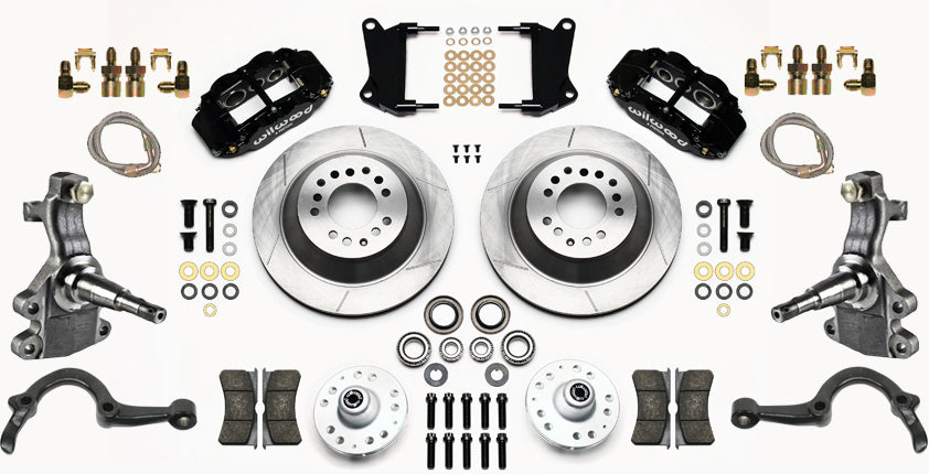 64-72 GM A-BODY FULL DISC BRAKE,2" DROP SPINDLES,ARMS,FRONT 13",REAR 12",BLACK