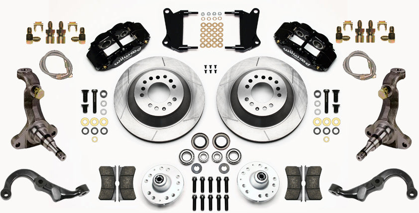 67-69 GM F-BODY FRONT DISC BRAKE KIT & STOCK SPINDLES & ARMS,13" ROTORS,BLACK