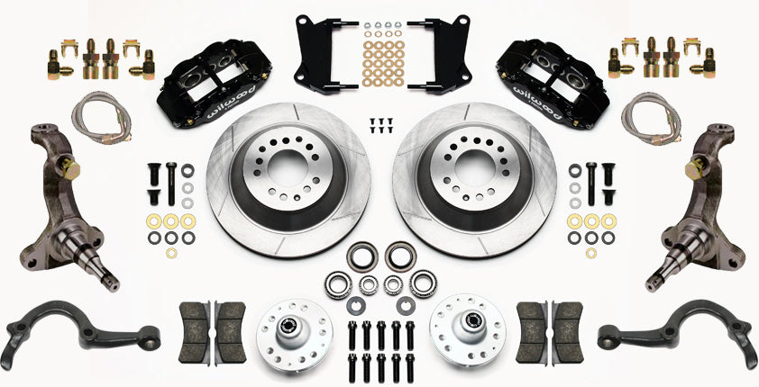 64-72 GM A-BODY FULL DISC BRAKE KIT & STOCK SPINDLES & ARMS,13" ROTORS,BLACK