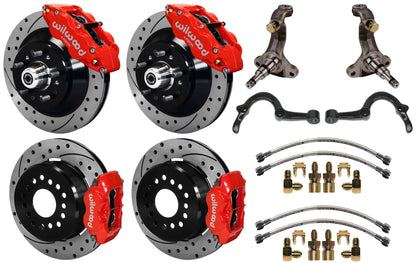 64-72 GM A-BODY FULL DISC BRAKE,STOCK SPINDLES,ARMS,FRONT 13",REAR 12" DRILL,RED