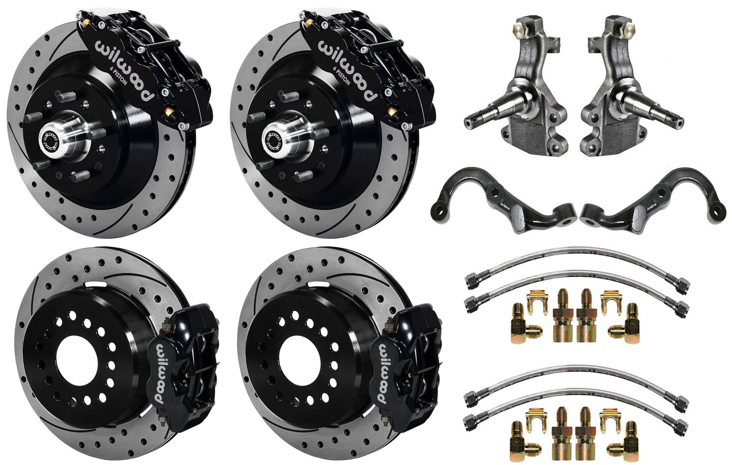 67-69 GM F-BODY FULL DISC BRAKE,2" DROP SPINDLES,ARMS,FRONT 13",REAR 12" DRL,BLK