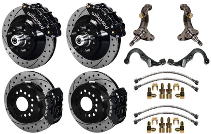 67-69 GM F-BODY FULL DISC BRAKE,STOCK SPINDLES,ARMS,FRONT 13",REAR 12" DRILL,BLK