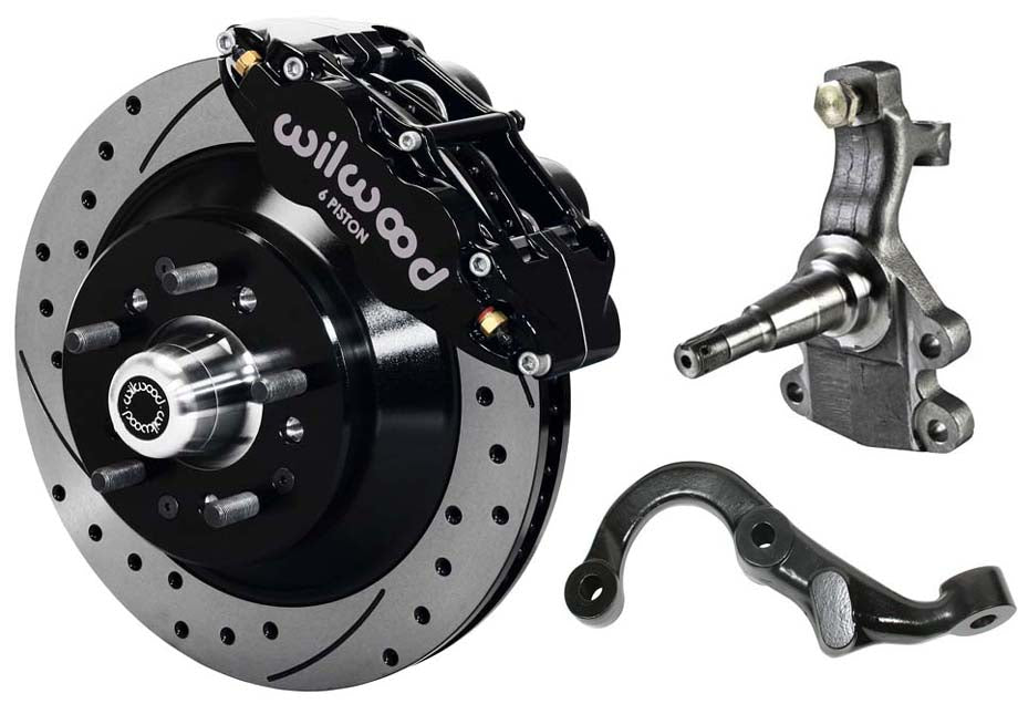 67-69 GM F-BODY FRONT DISC BRAKE KIT & 2" DROP SPINDLES & ARMS,13" DRILLED,BLACK