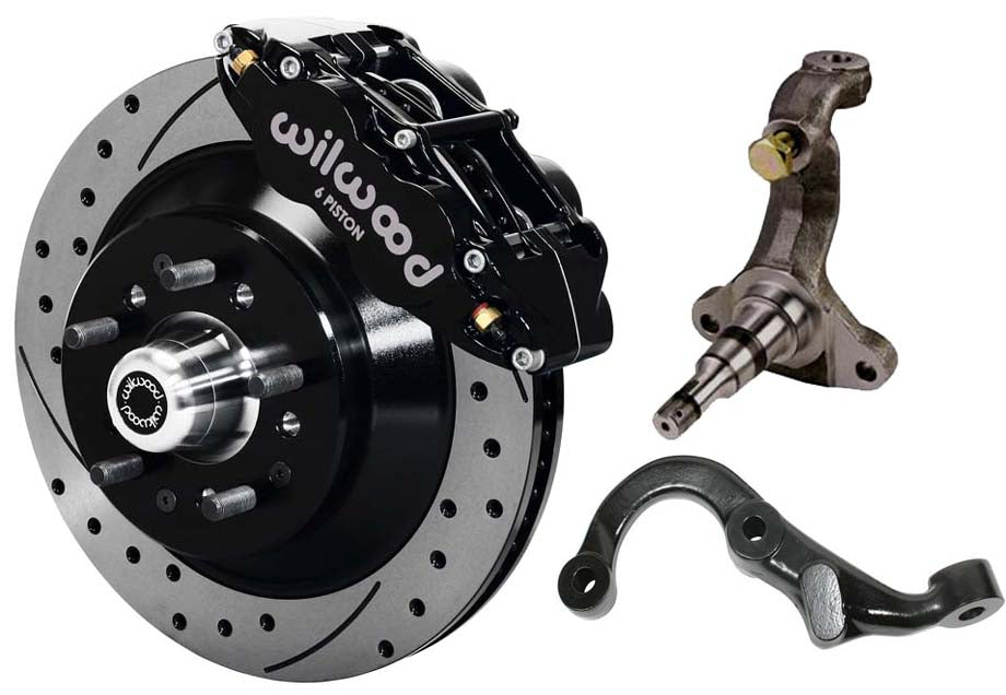 67-69 GM F-BODY FRONT DISC BRAKE KIT & STOCK SPINDLES & ARMS,13" DRILLED,BLACK