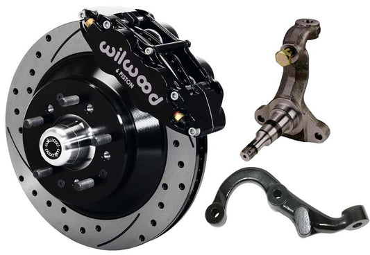 67-69 GM F-BODY FRONT DISC BRAKE KIT & STOCK SPINDLES & ARMS,13" DRILLED,BLACK