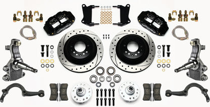 64-72 GM A-BODY FRONT DISC BRAKE KIT & 2" DROP SPINDLES & ARMS,13" DRILLED,BLACK