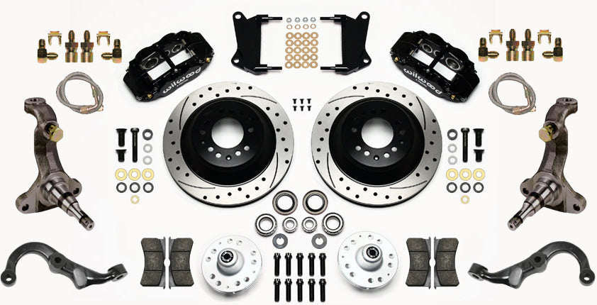 67-69 GM F-BODY FRONT DISC BRAKE KIT & STOCK SPINDLES & ARMS,13" DRILLED,BLACK