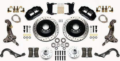 67-69 GM F-BODY FRONT DISC BRAKE KIT & STOCK SPINDLES & ARMS,13" DRILLED,BLACK