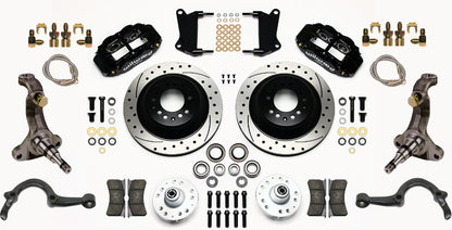 64-72 GM A-BODY FULL DISC BRAKE KIT & STOCK SPINDLES & ARMS,13" DRILLED,BLACK