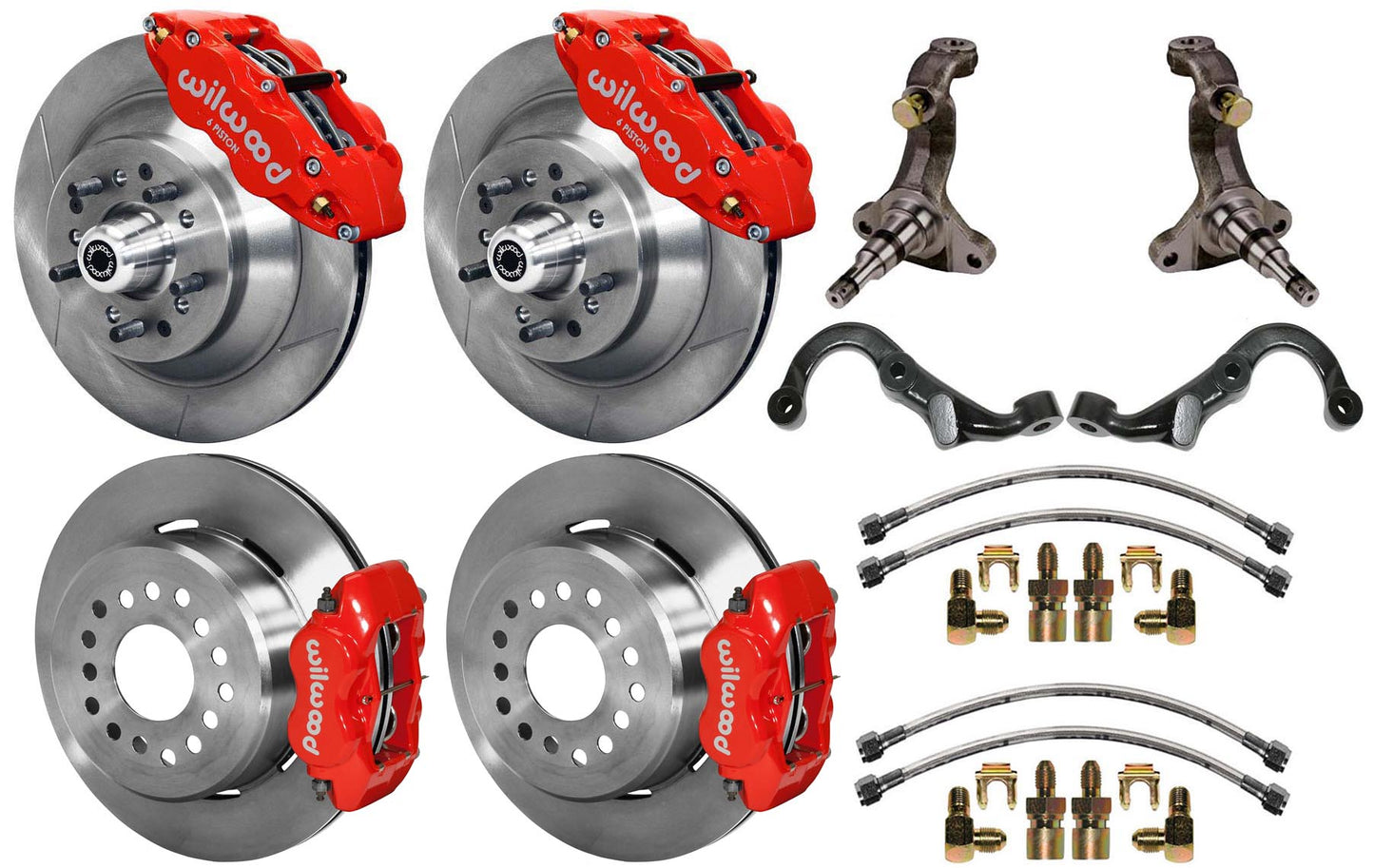 67-69 GM F-BODY FULL DISC BRAKE,STOCK SPINDLES,ARMS,FRONT 13",REAR 12",RED