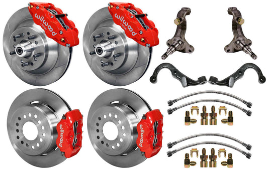 67-69 GM F-BODY FULL DISC BRAKE,STOCK SPINDLES,ARMS,FRONT 13",REAR 12",RED