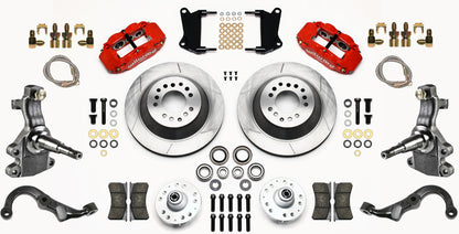 67-69 GM F-BODY FULL DISC BRAKE,2" DROP SPINDLES,ARMS,FRONT 13",REAR 12",RED