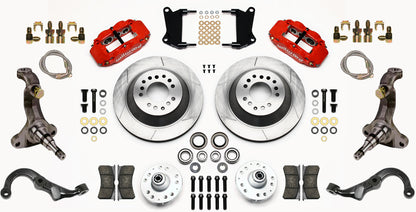67-69 GM F-BODY FRONT DISC BRAKE KIT & STOCK SPINDLES & ARMS,13" ROTORS,RED